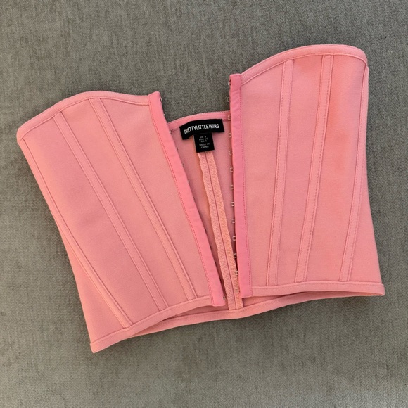 PrettyLittleThing Light Pink Structured Corset Top 💖 Barbiecore Glam | Size 4 - Picture 8 of 11